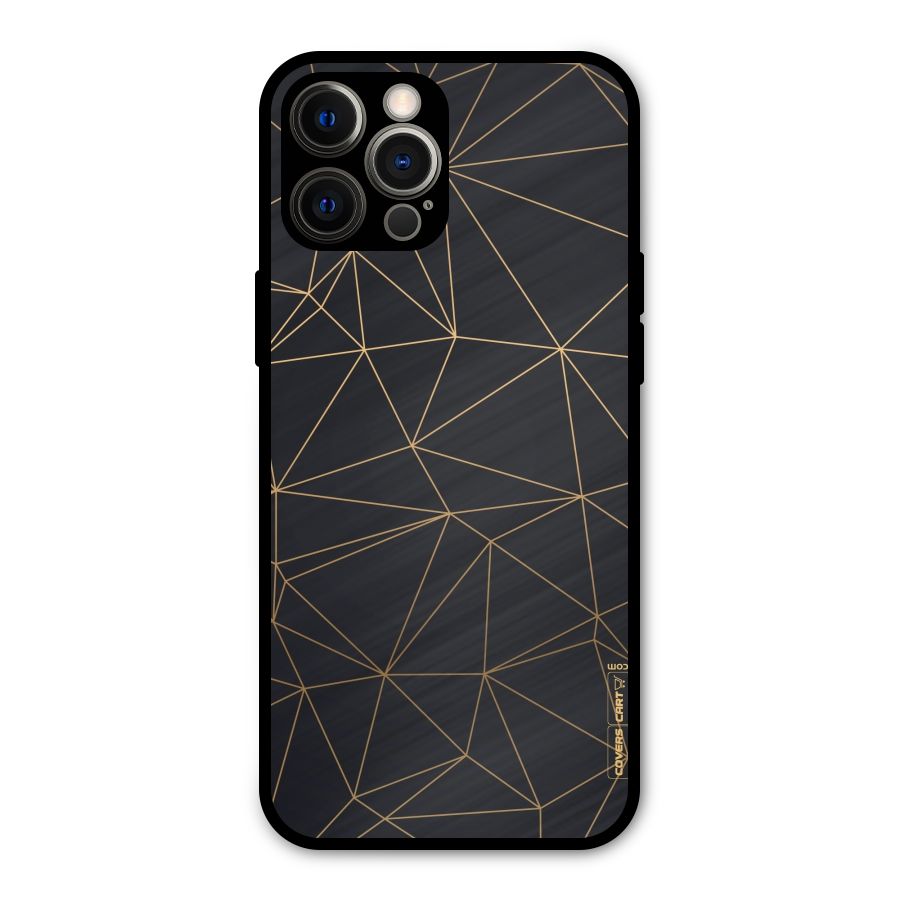Black Golden Lines Metal Back Case for iPhone 12 Pro Max