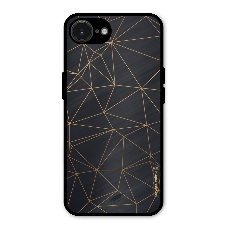 Black Golden Lines Metal Back Case for iPhone 16e