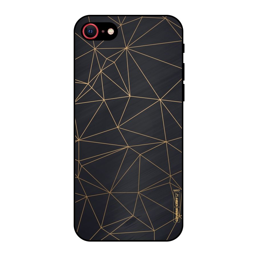 Black Golden Lines Metal Back Case for iPhone 7