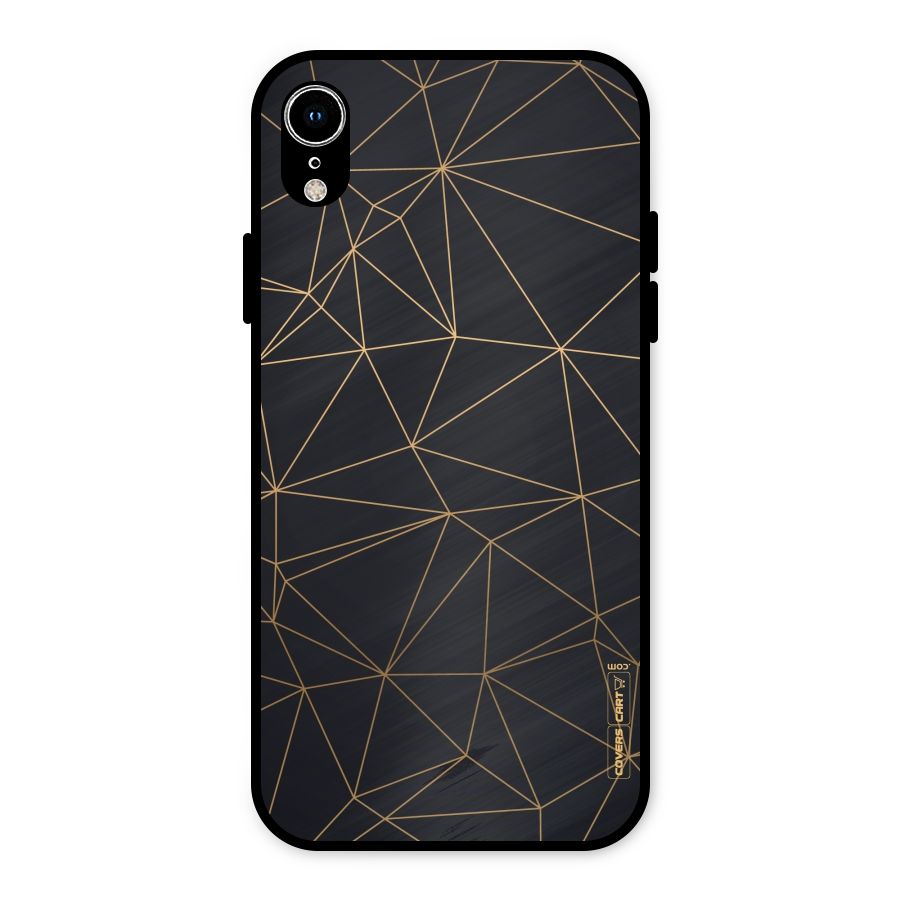 Black Golden Lines Metal Back Case for iPhone XR