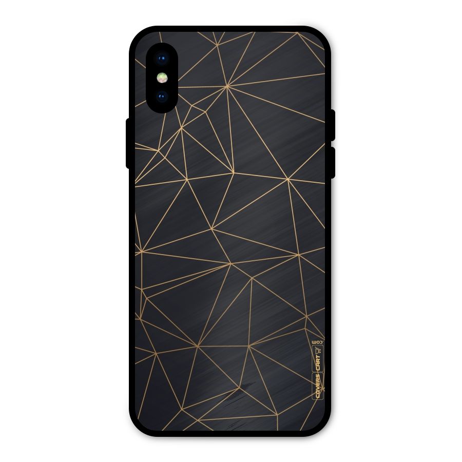 Black Golden Lines Metal Back Case for iPhone XS
