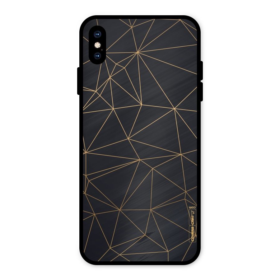 Black Golden Lines Metal Back Case for iPhone XS Max