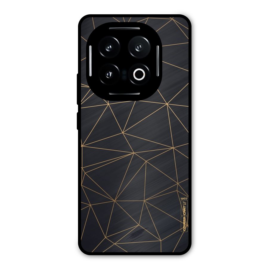 Black Golden Lines Metal Back Case for iQOO 13