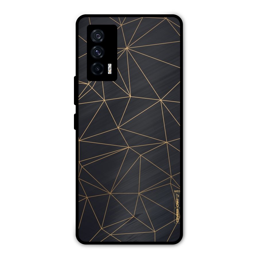 Black Golden Lines Metal Back Case for iQOO 7 5G