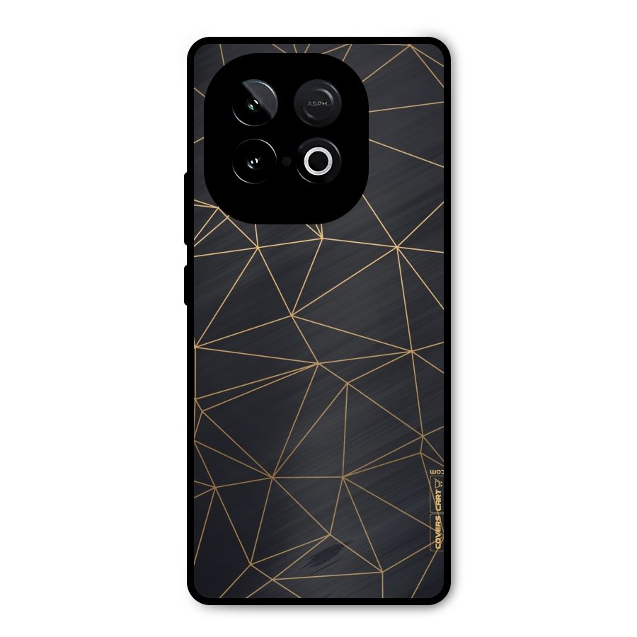 Black Golden Lines Metal Back Case for iQOO Neo 10