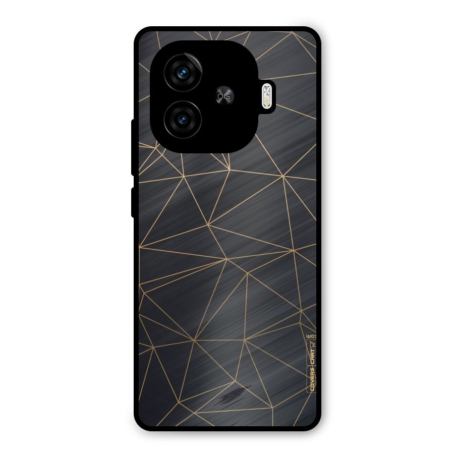 Black Golden Lines Metal Back Case for iQOO Neo 10R