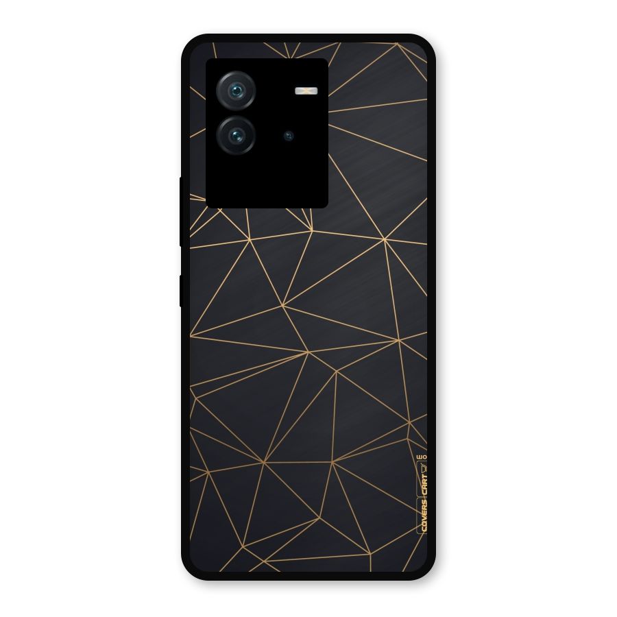 Black Golden Lines Metal Back Case for iQOO Neo 6 5G