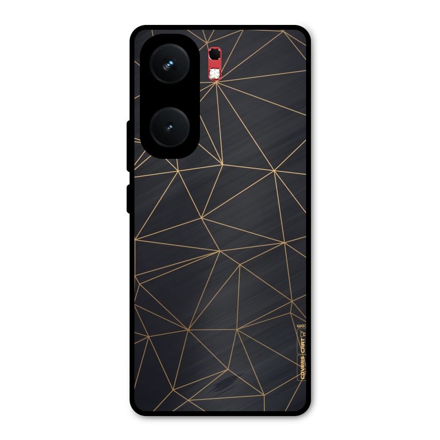 Black Golden Lines Metal Back Case for iQOO Neo 9 Pro