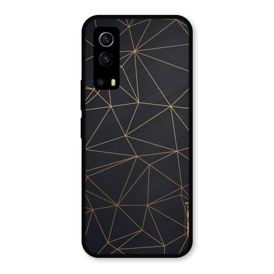 Black Golden Lines Metal Back Case for iQOO Z3