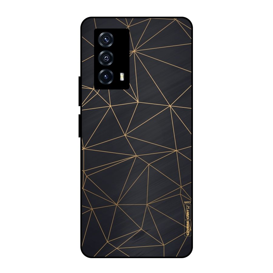 Black Golden Lines Metal Back Case for iQOO Z5