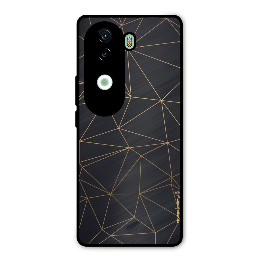 Black Golden Lines Metal Back Case for iQOO Z9s