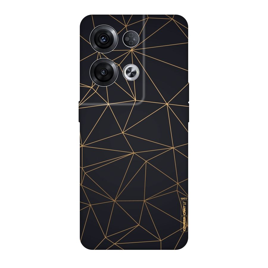 Black Golden Lines Original Polycarbonate Back Case for Oppo Reno8 Pro 5G