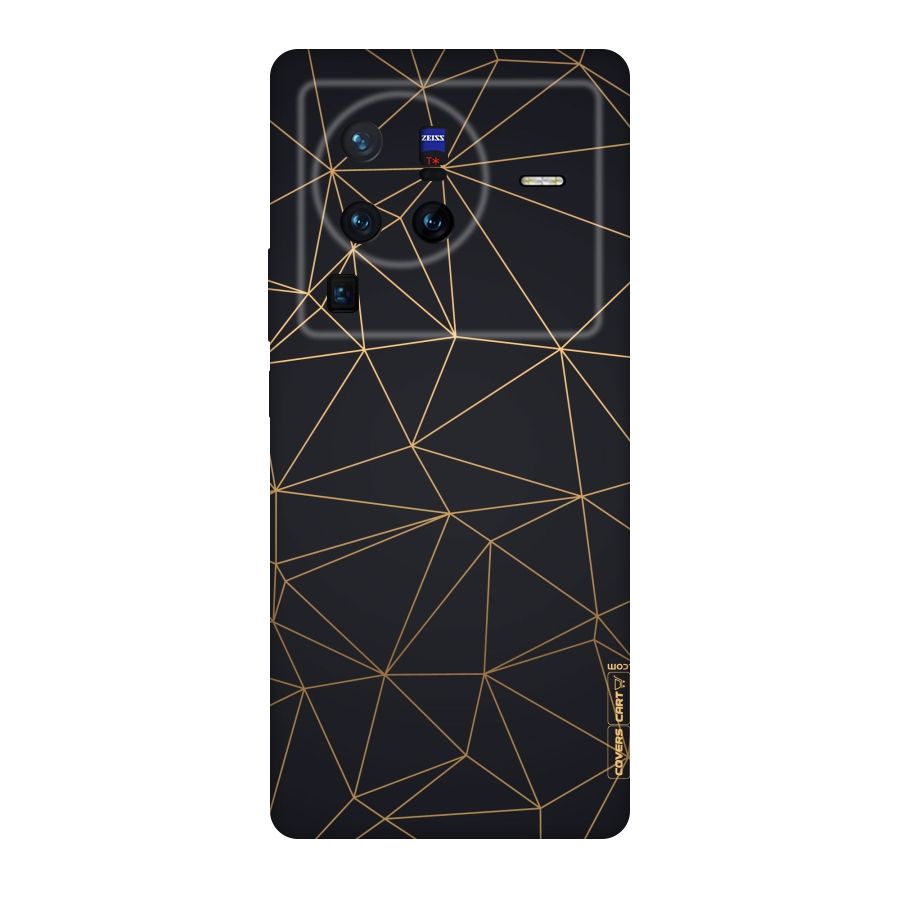 Black Golden Lines Original Polycarbonate Back Case for Vivo X80