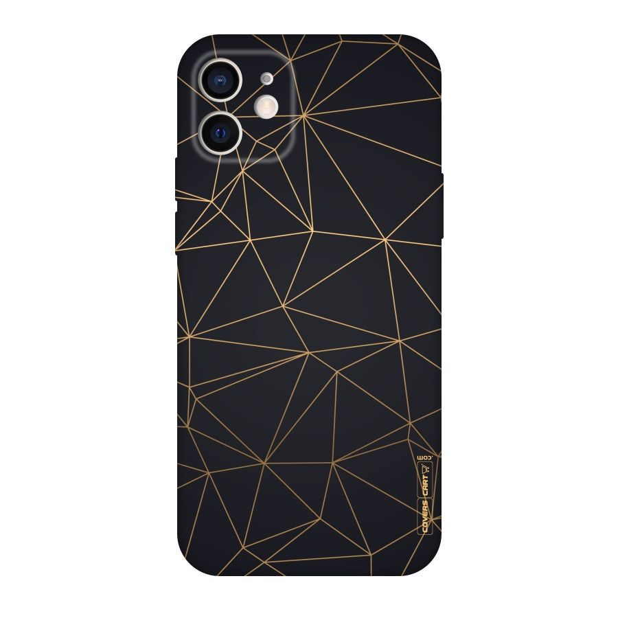 Black Golden Lines Original Polycarbonate Back Case for iPhone 12