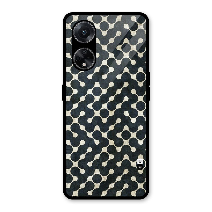 Black Maze Design Glass Back Case for Oppo F23