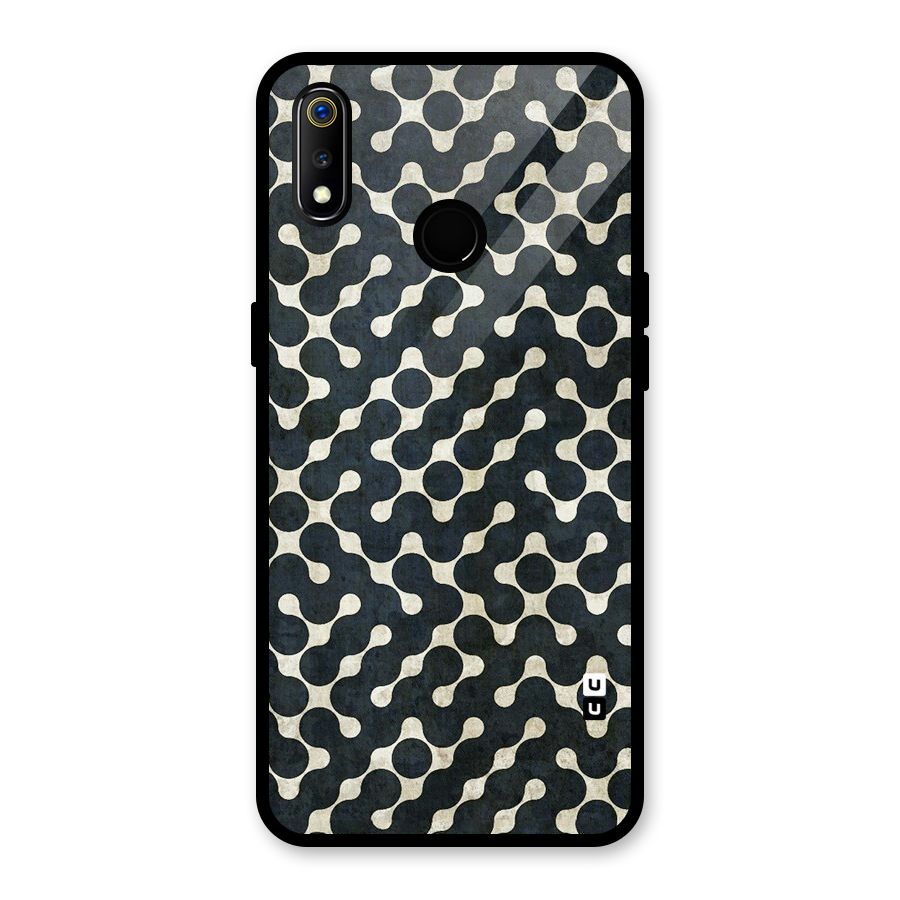 Black Maze Design Glass Back Case for Realme 3i