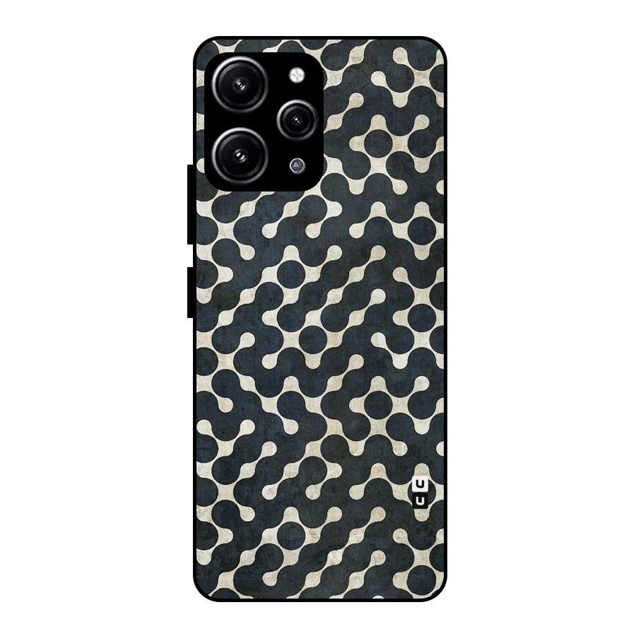 Black Maze Design Glass Back Case for Redmi 12 4G