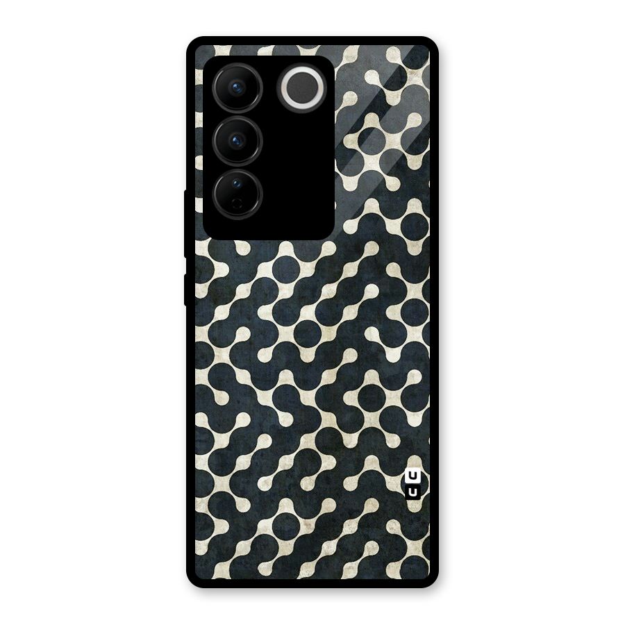Black Maze Design Glass Back Case for Vivo V27 Pro