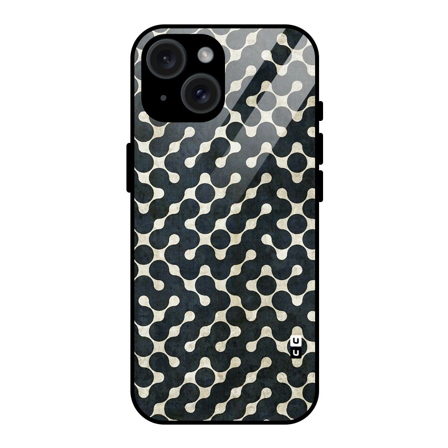 Black Maze Design Glass Back Case for iPhone 15
