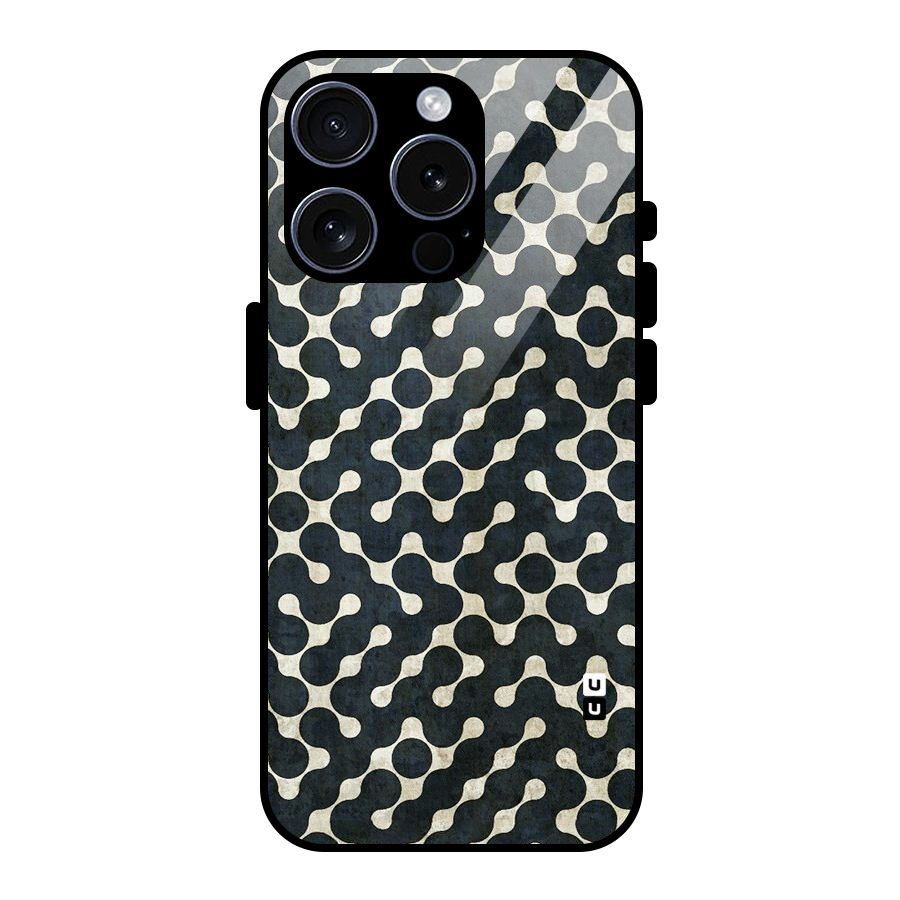 Black Maze Design Glass Back Case for iPhone 15 Pro