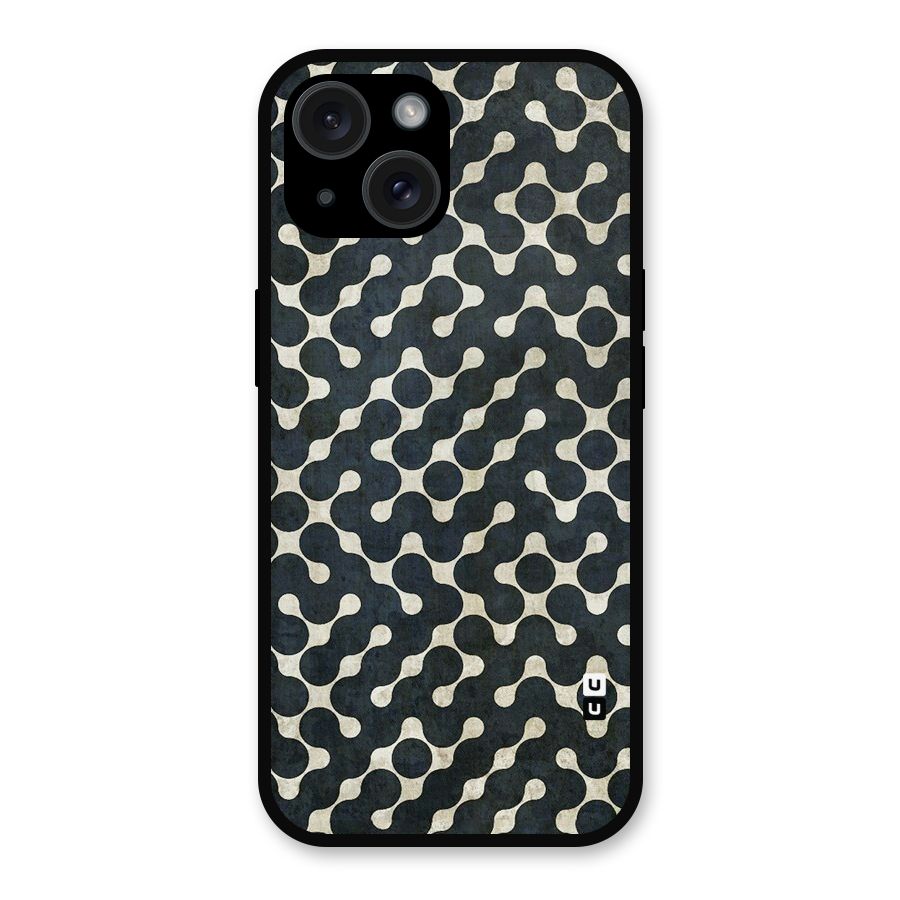 Black Maze Design Metal Back Case for iPhone 15