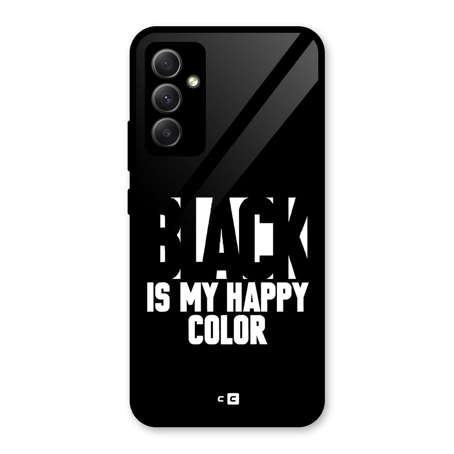 Black My Happy Color Glass Back Case for Galaxy A34