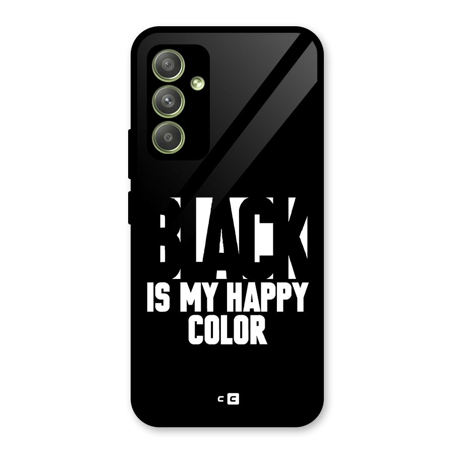 Black My Happy Color Glass Back Case for Galaxy A54