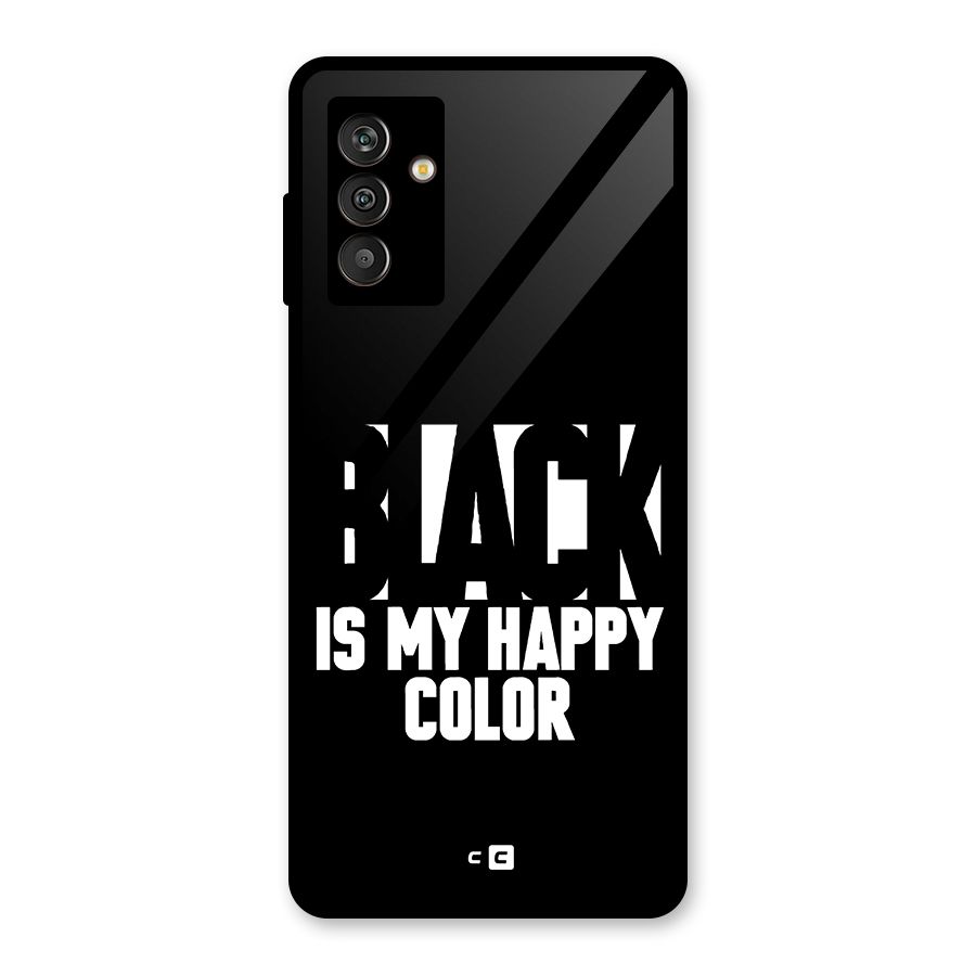 Black My Happy Color Glass Back Case for Galaxy M13