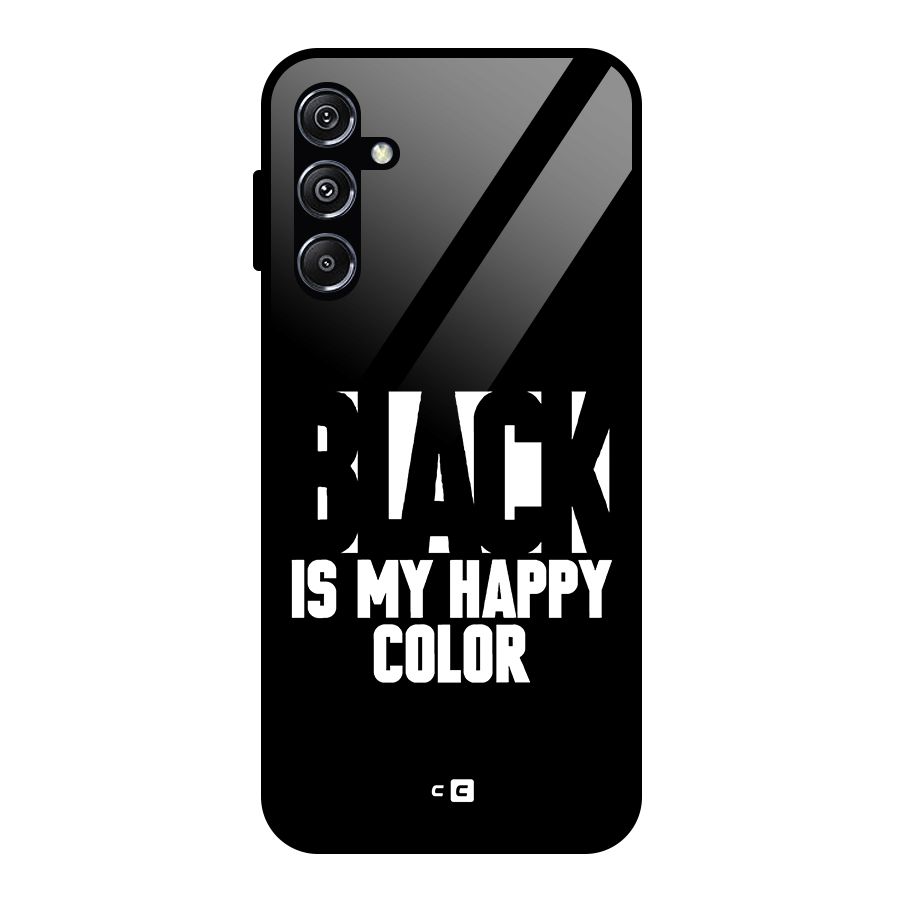 Black My Happy Color Glass Back Case for Galaxy M34 5G