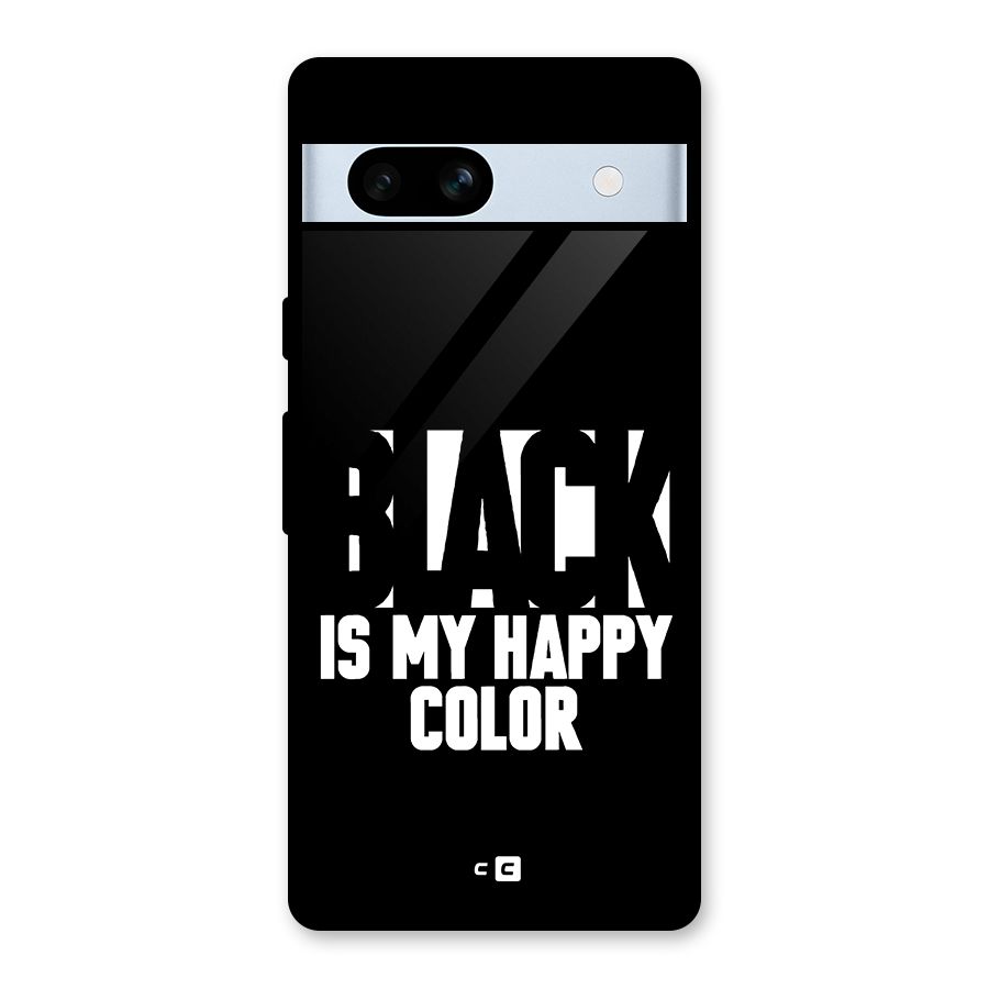Black My Happy Color Glass Back Case for Google Pixel 7a