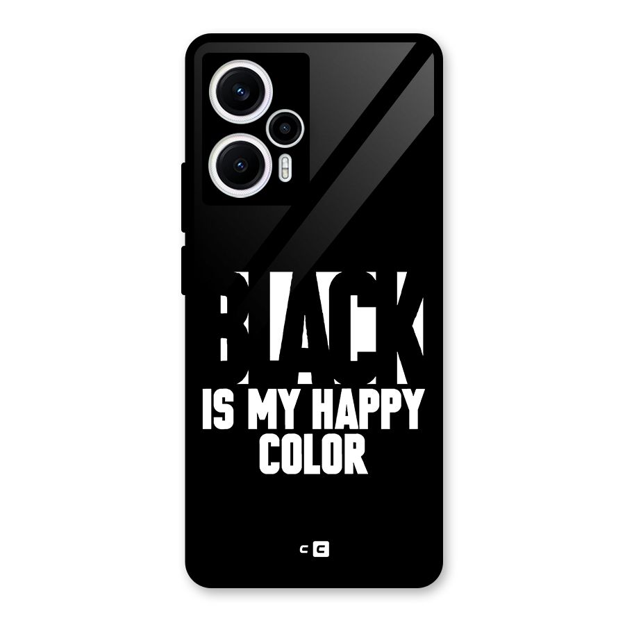 Black My Happy Color Glass Back Case for Poco F5