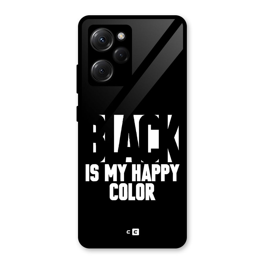 Black My Happy Color Glass Back Case for Poco X5 Pro