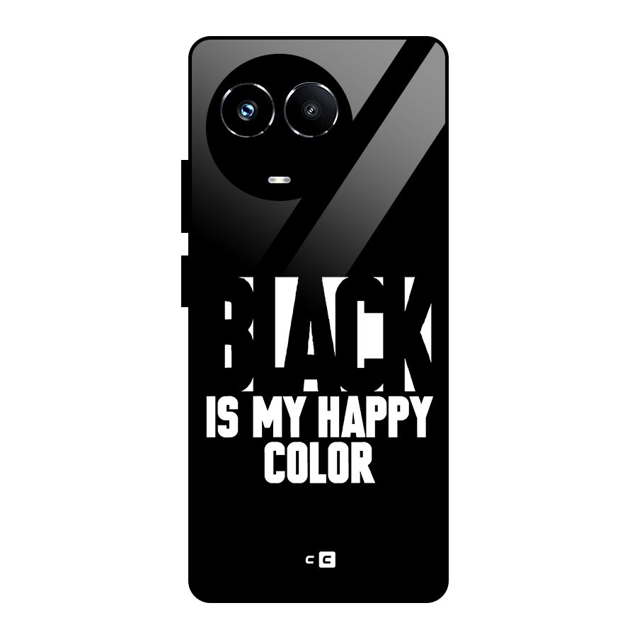 Black My Happy Color Glass Back Case for Realme 11X