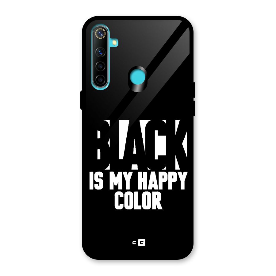 Black My Happy Color Glass Back Case for Realme 5