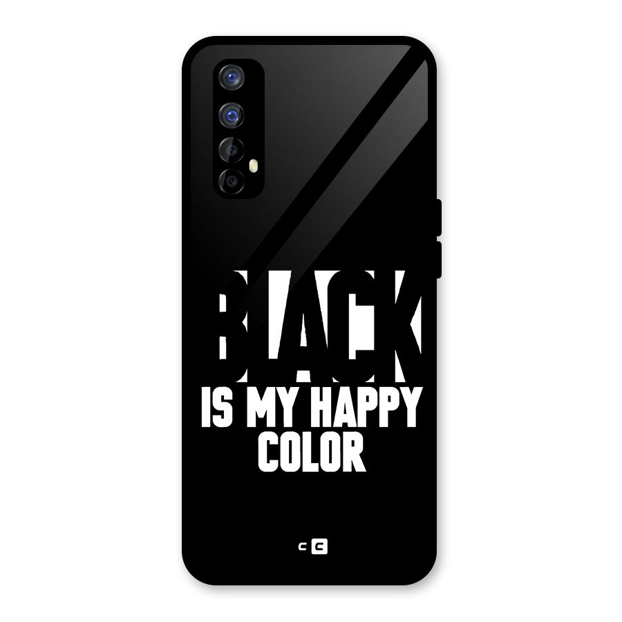 Black My Happy Color Glass Back Case for Realme 7