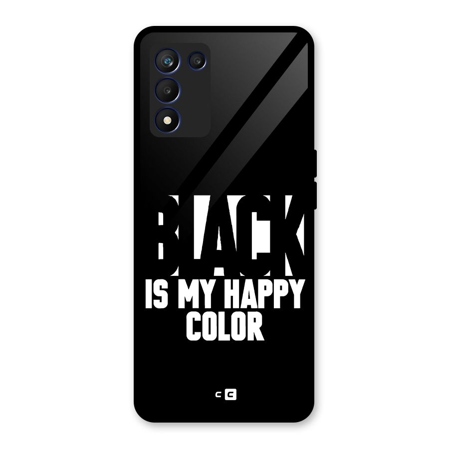 Black My Happy Color Glass Back Case for Realme 9 5G Speed