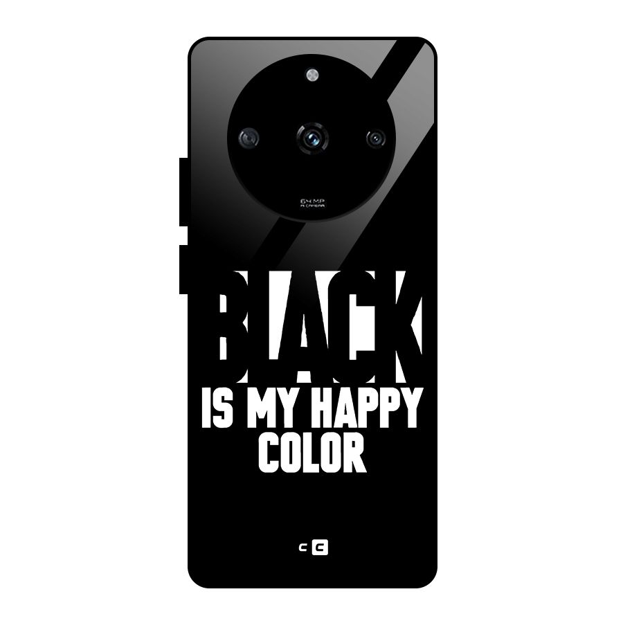 Black My Happy Color Glass Back Case for Realme Narzo 60 5G