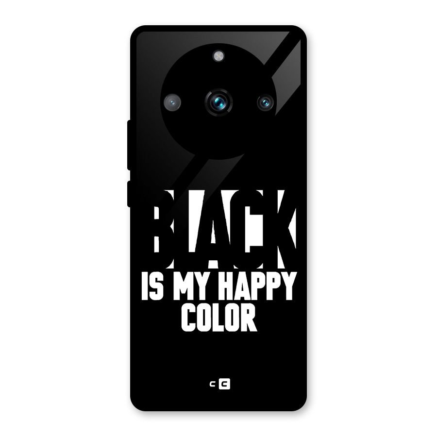 Black My Happy Color Glass Back Case for Realme Narzo 60 Pro