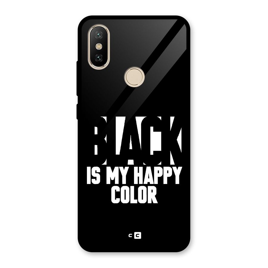 Black My Happy Color Glass Back Case for Redmi A2