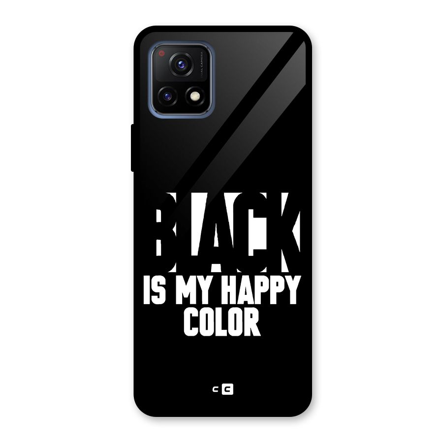 Black My Happy Color Glass Back Case for Vivo Y72 5G
