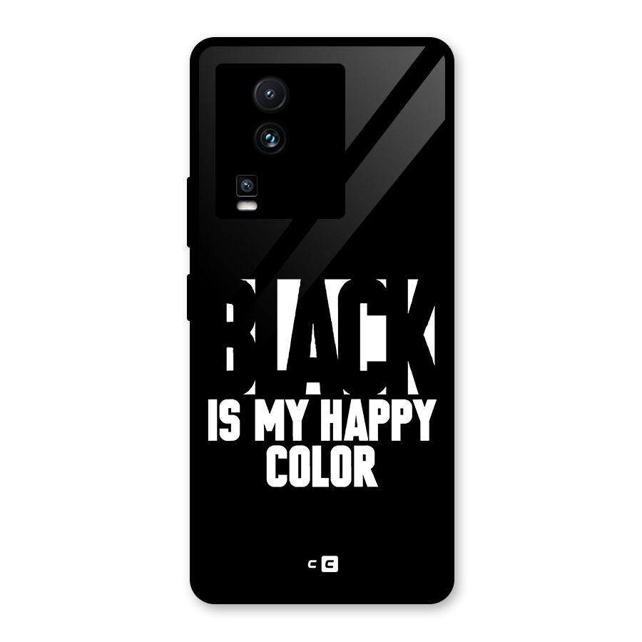 Black My Happy Color Glass Back Case for Vivo iQOO Neo 7