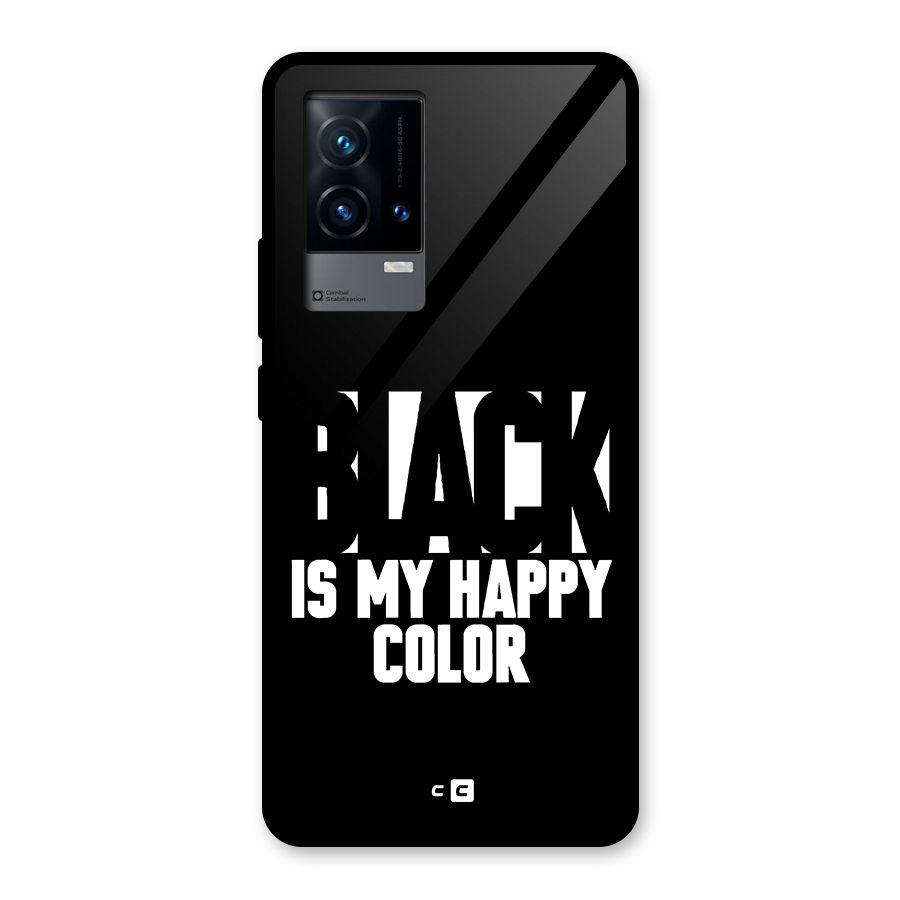 Black My Happy Color Glass Back Case for iQOO 9 5G