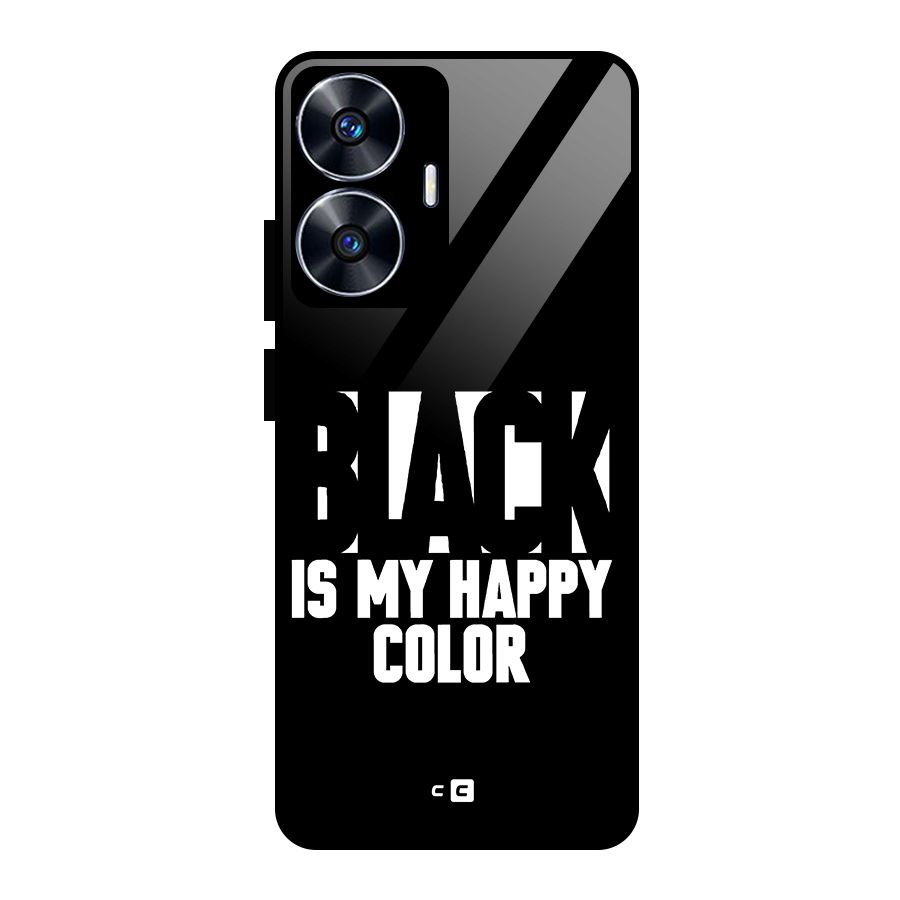 Black My Happy Color Glass Back Case for realme C55