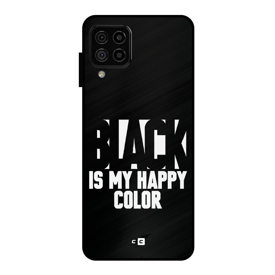Black My Happy Color Metal Back Case for Galaxy A22 4G