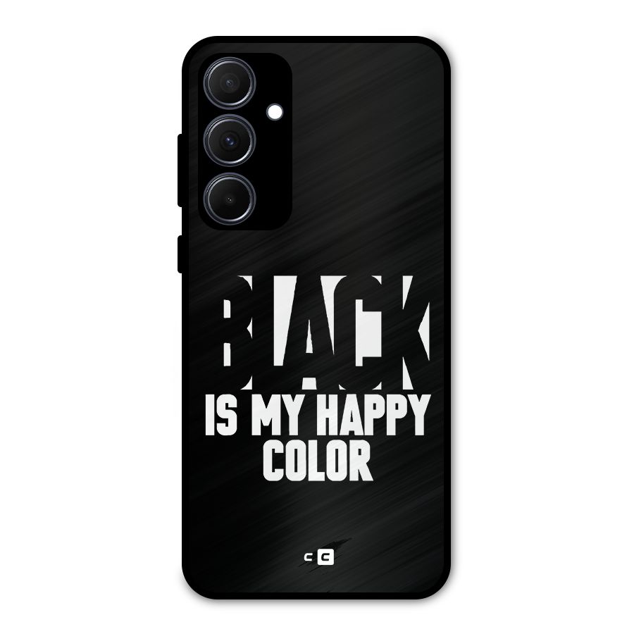 Black My Happy Color Metal Back Case for Galaxy A35