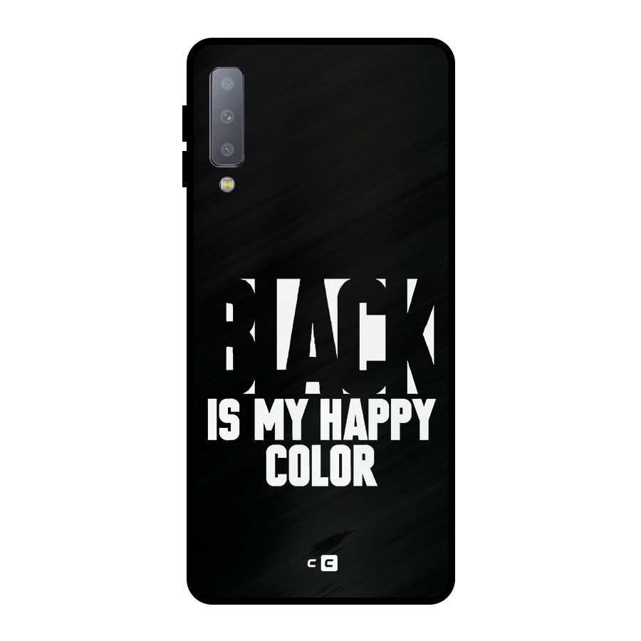 Black My Happy Color Metal Back Case for Galaxy A7 (2018)
