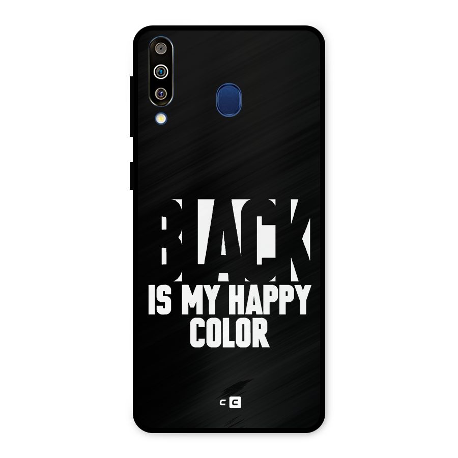 Black My Happy Color Metal Back Case for Galaxy M30