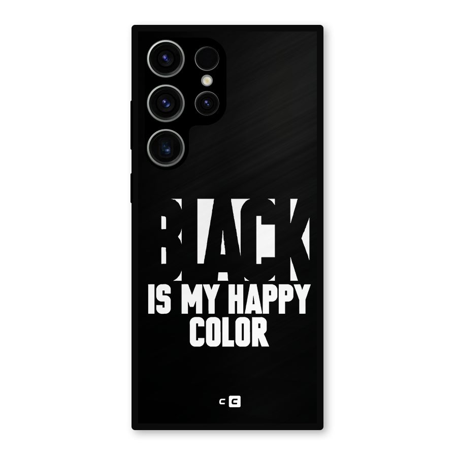 Black My Happy Color Metal Back Case for Galaxy S23 Ultra