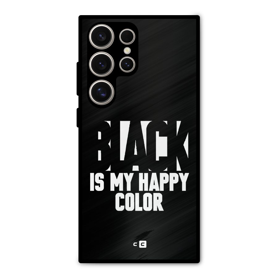 Black My Happy Color Metal Back Case for Galaxy S24 Ultra