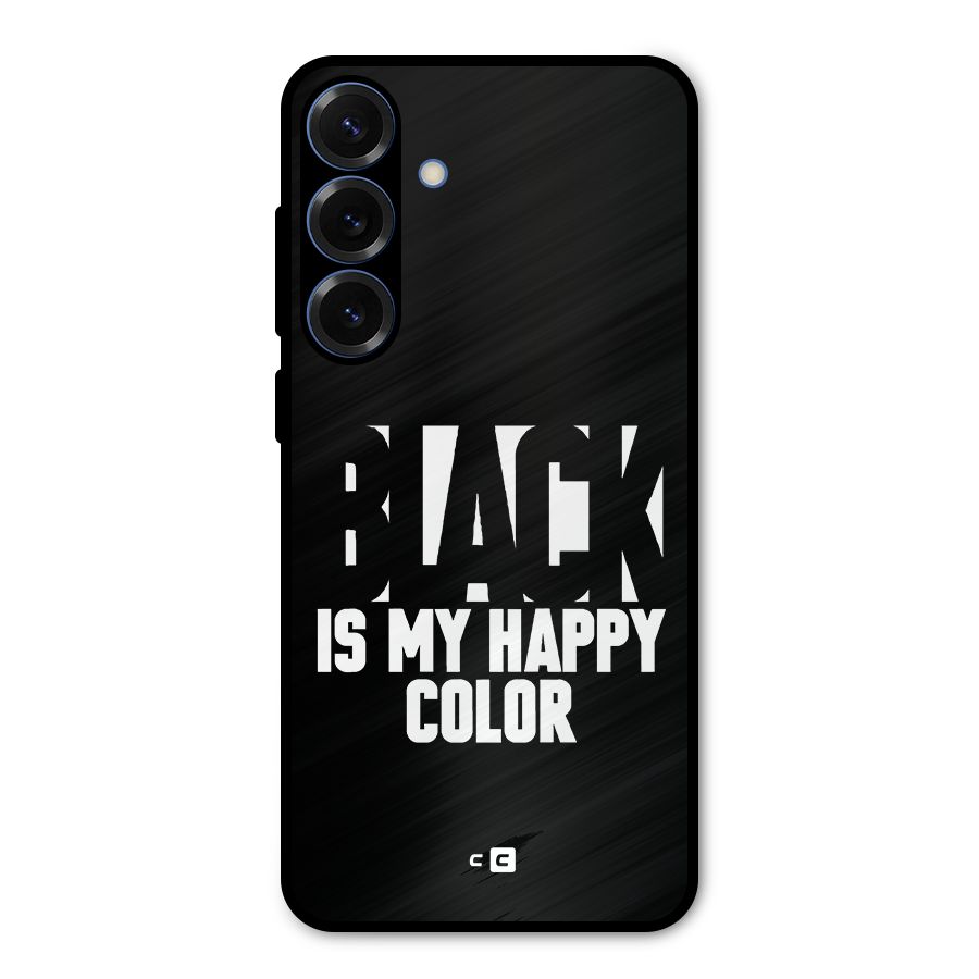 Black My Happy Color Metal Back Case for Galaxy S25 Plus